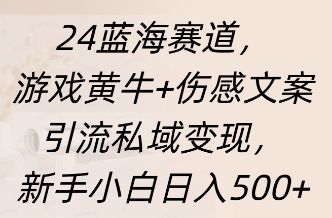 24蓝海赛道，游戏黄牛+伤感文案引流私域变现，新手日入500+