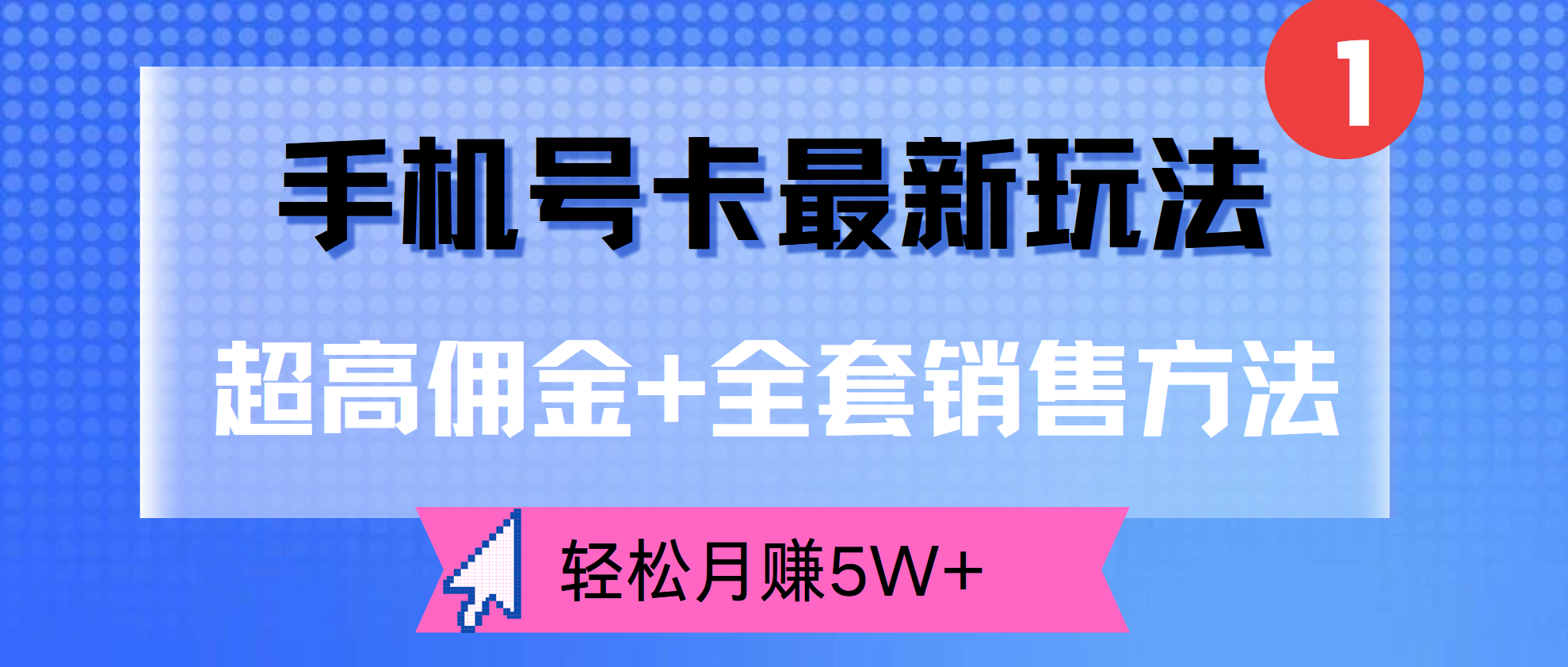 超高佣金+全套销售方法，手机号卡最新玩法，轻松月赚5W+