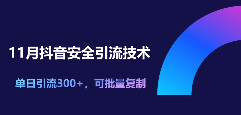 11月抖音安全引流技术，单日引流300 ，可批量复制