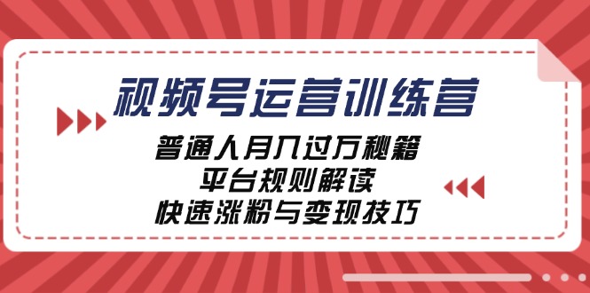 图片[1]-视频号运营训练营：普通人月入过万秘籍，平台规则解读，快速涨粉与变现