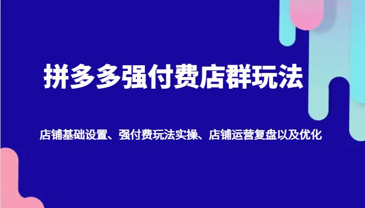 图片[1]-拼多多强付费店群玩法：店铺基础设置、强付费玩法实操、店铺运营复盘以及优化