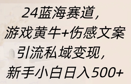 蓝海赛道，游戏黄牛+伤感文案引流私域变现，新手小白日入多张