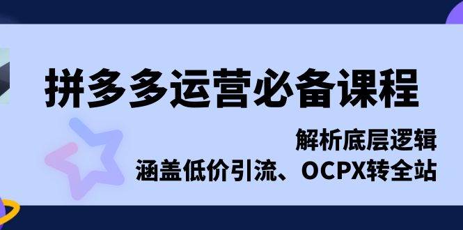 图片[1]-拼多多运营必备课程，解析底层逻辑，涵盖低价引流、OCPX转全站