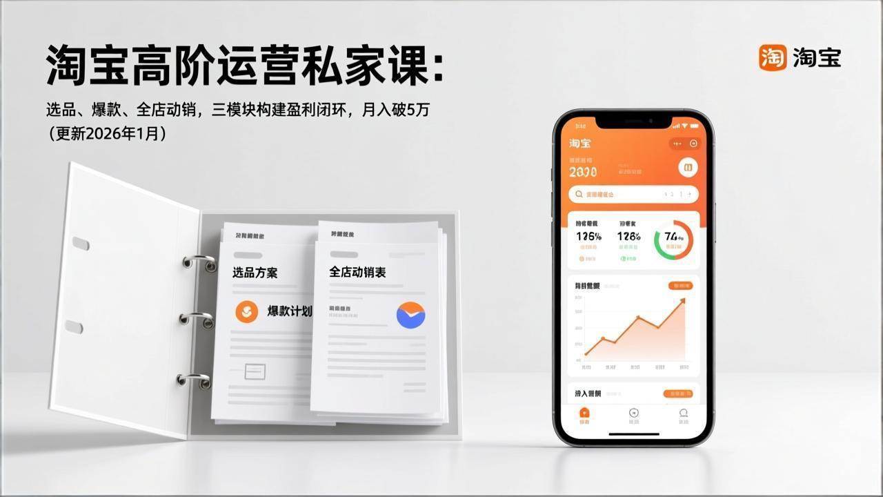 （17280期）淘宝高阶运营私家课：选品、爆款、全店动销，三模块构建盈利闭环，月入破5万（更新26年1月）